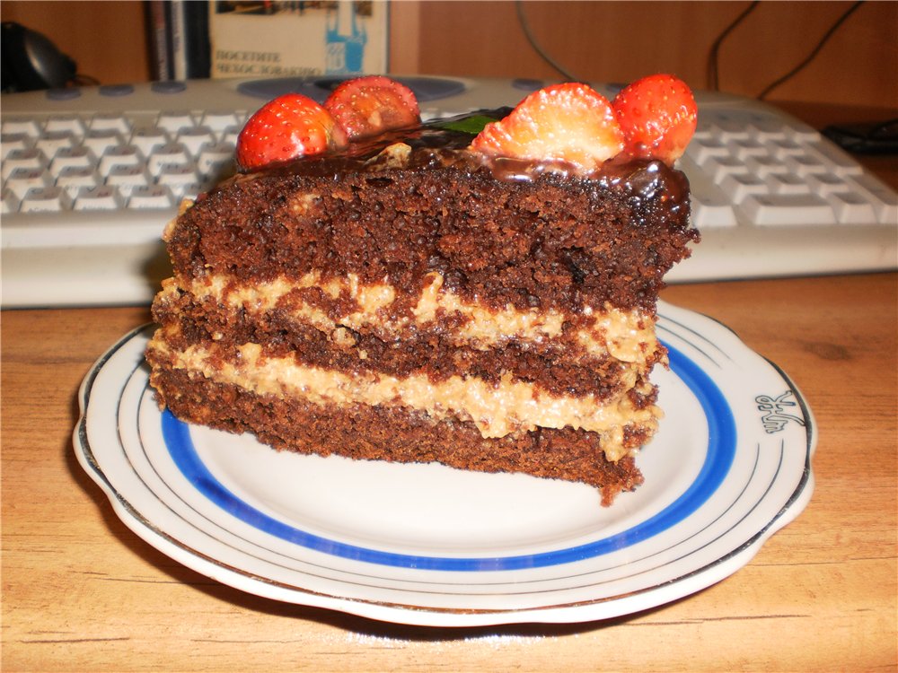 Chocolate cake on boiling water