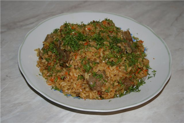 Cocinar pilaf real (tema de formación)