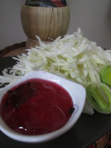 Duck breasts with Madeira sauce and spicy cabbage