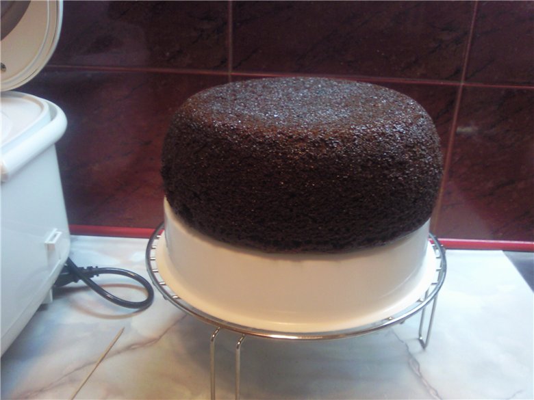 Chocolate cake on boiling water