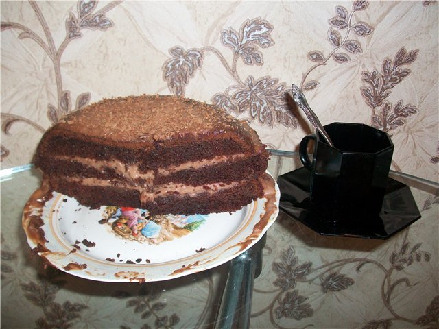 Chocolate cake on boiling water