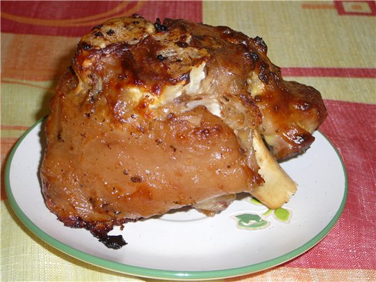 Pork knuckle in beer in a slow cooker