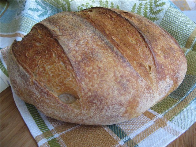 Pan de masa madre en el horno