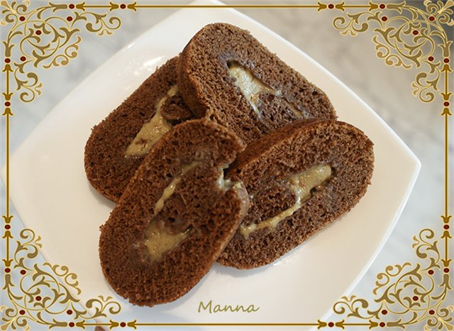 Semolina chocolate roll na may halva cream