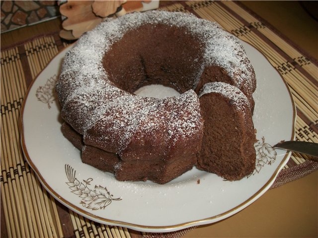 Chocolate cake on boiling water