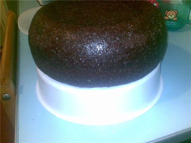 Chocolate cake on boiling water