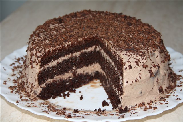 Chocolate cake on boiling water