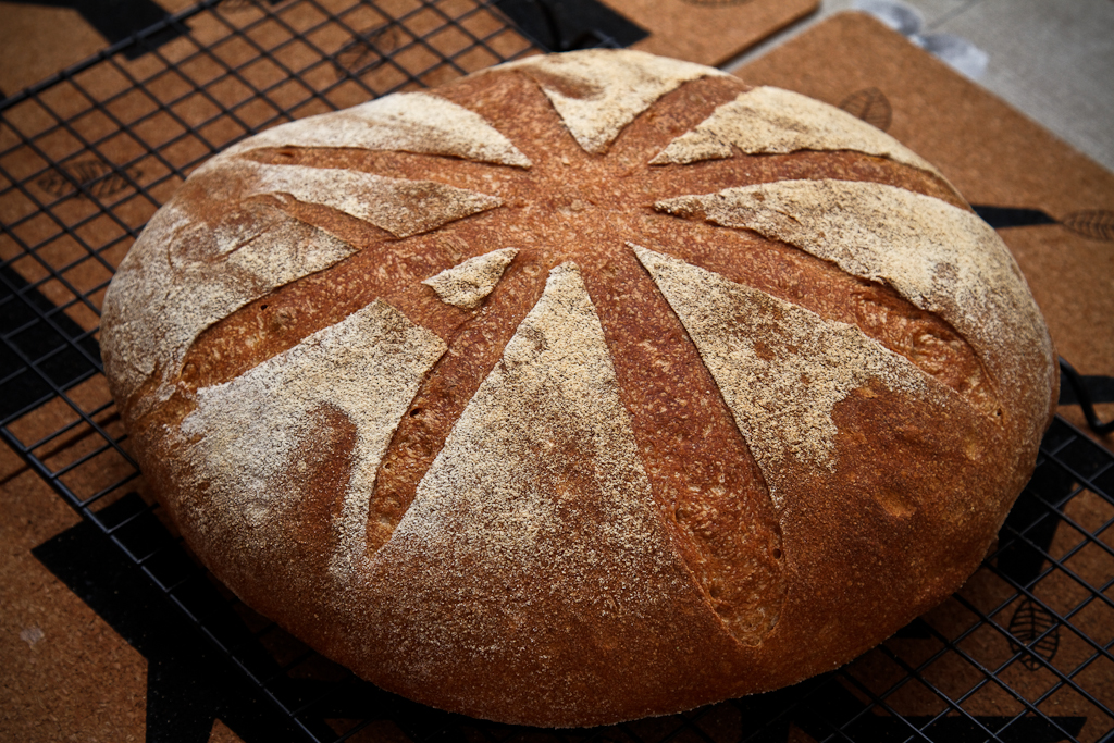 High-Extraction Flour Miche in the oven