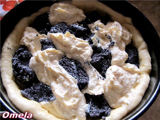 Cottage cheese-poppy pie na may mansanas