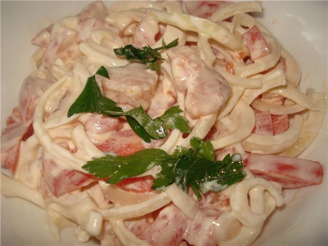 Insalata con salmone rosa salato