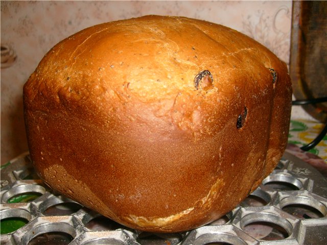 Wheat bread with nuts in a bread maker