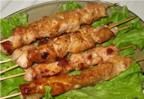 Chicken skewers on skewers