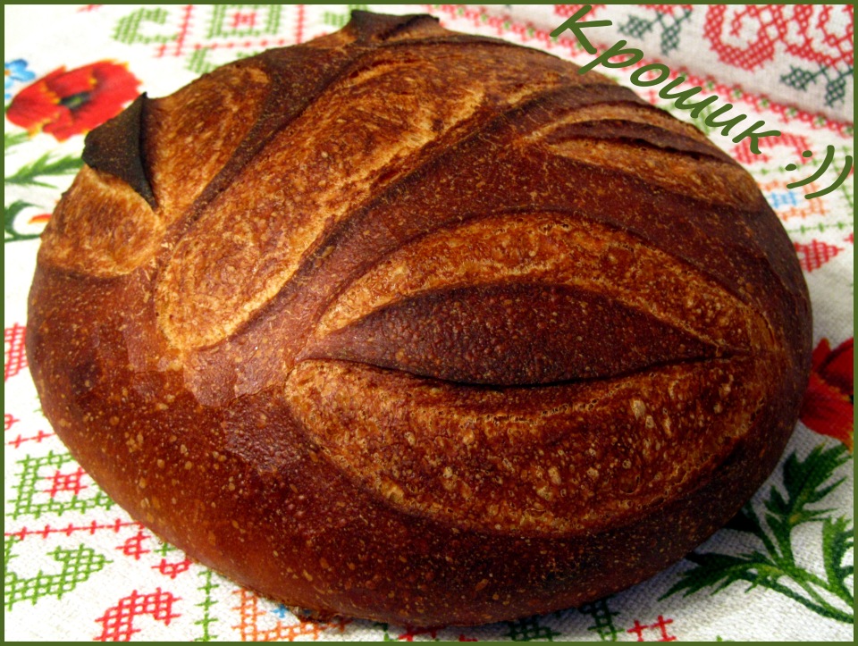 Wheat bread on ripe dough (self-leavening)