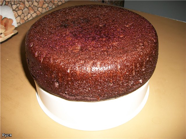 Chocolate cake on boiling water