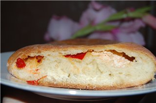 Tortillas con queso feta y pimiento rojo