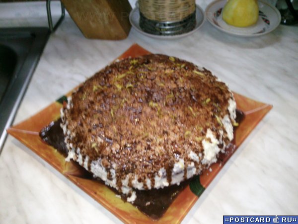 Chocolate cake on boiling water