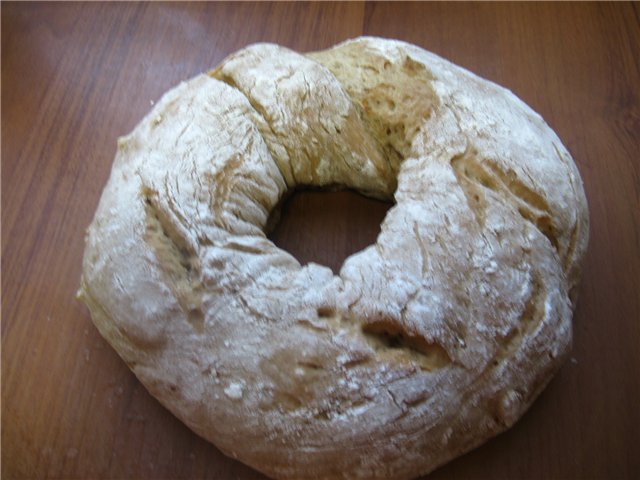 Bagel de pâine de grâu-secară cu ceapă (cuptor)