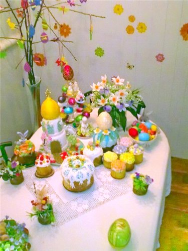 Examples of decorating Easter cakes and Easter