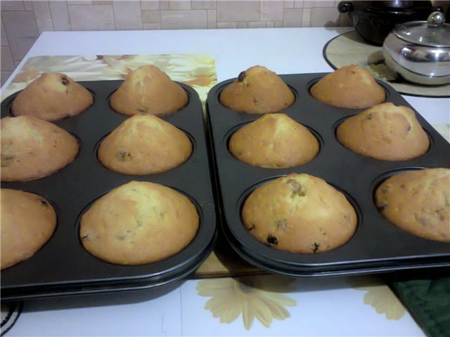 Muffins de cuajada de jengibre con pasas