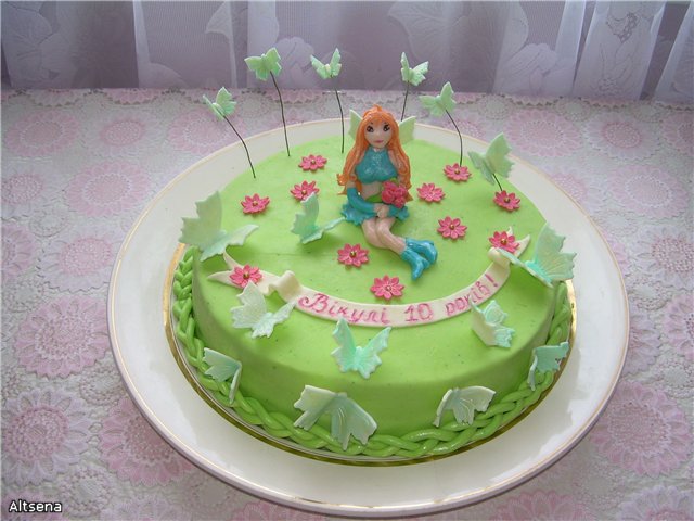 Mga cake na may mga engkanto batay sa cartoon Winx at iba pa