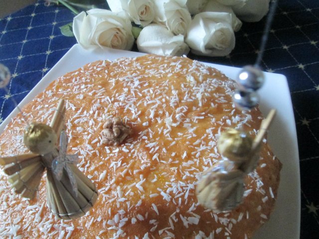 Orange muffin in chocolate-caramel glaze