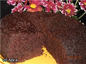 Chocolate cake on boiling water