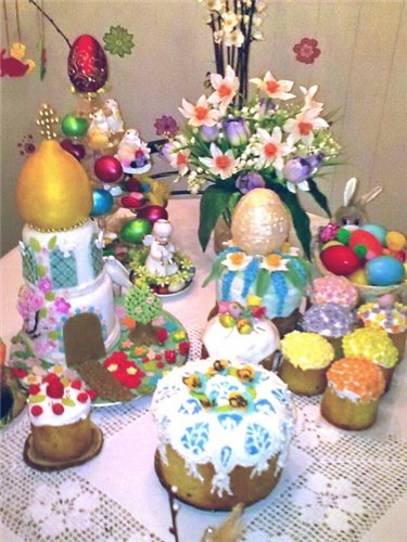 Examples of decorating Easter cakes and Easter