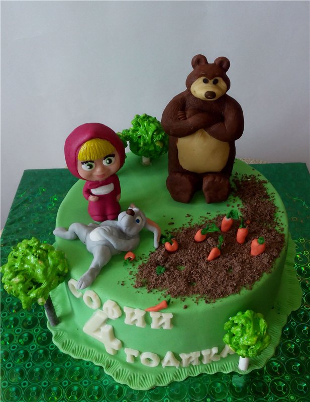 Mga cake batay sa cartoon na Masha at sa Bear