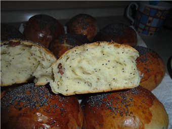 High-calorie buns (GOST recipe in a bread machine)