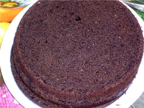 Chocolate cake on boiling water