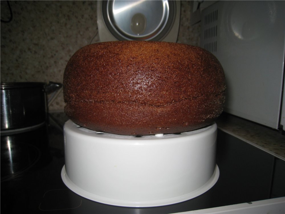 Chocolate cake on boiling water