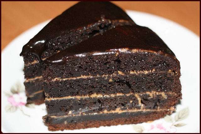 Chocolate cake on boiling water