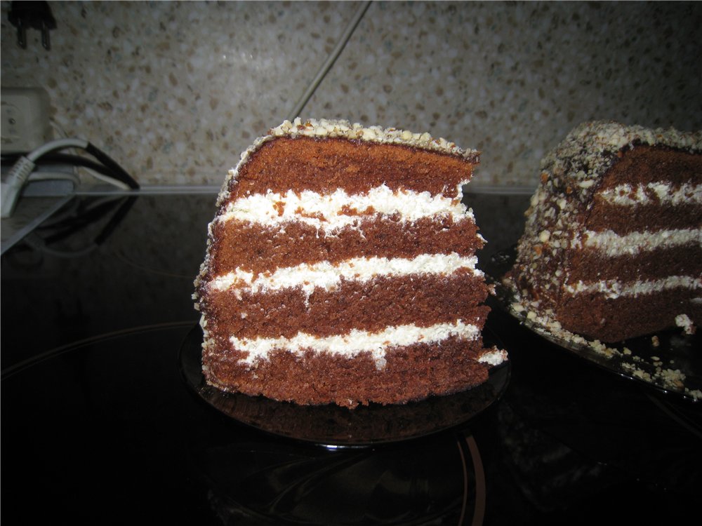 Chocolate cake on boiling water