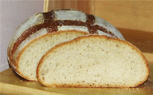 ขนมปังข้าวสาลีเรียบง่ายเป็นฐานบน Vendemiya sourdough