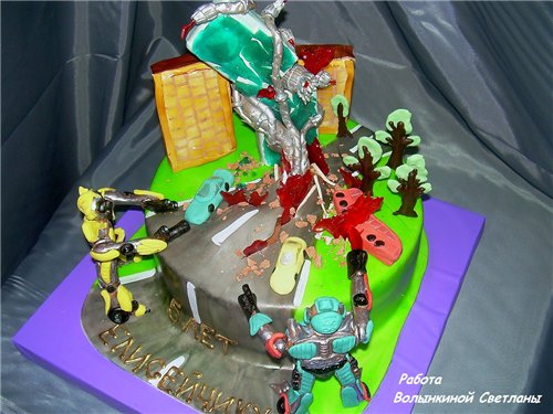 Cakes based on cartoons Transformers, Lego and other superheroes