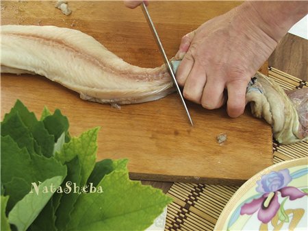 Stuffed pike in grape leaves from the movie Ognivo