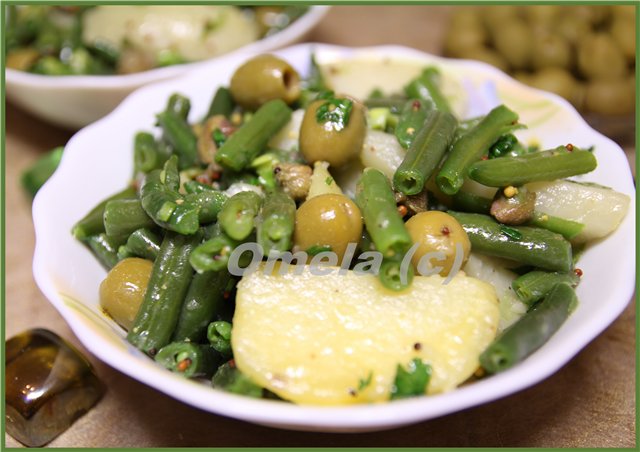 Warme groene bonensalade met aardappelen