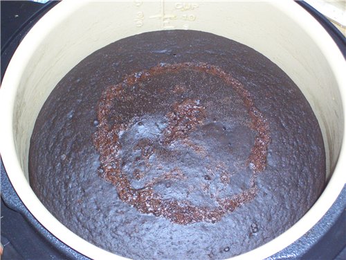 Chocolate cake on boiling water