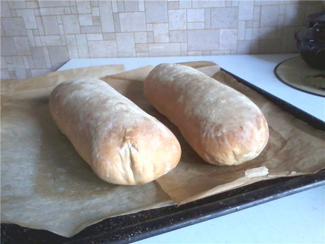 Chiabatta in the oven