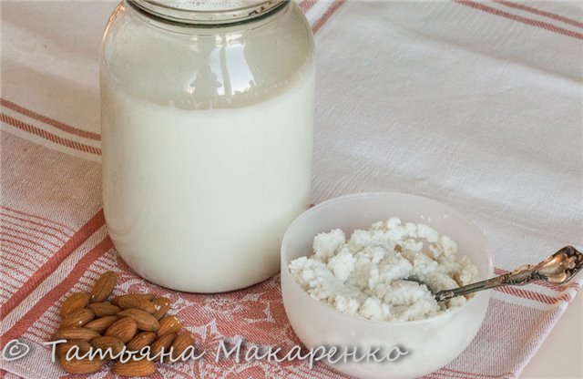 Leche de almendras en una licuadora