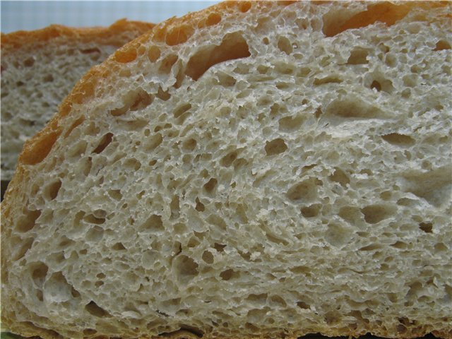 2 grade flour bread on two doughs (in the oven)