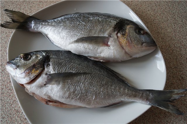 Dorada stuffed with vegetables