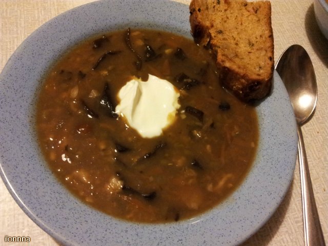 Sopa de champiñones con puré