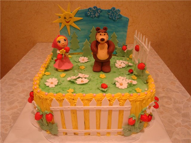 Cakes based on the cartoon Masha and the Bear