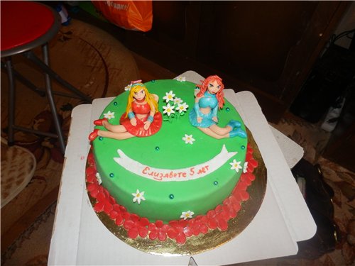 Mga cake na may mga engkanto batay sa cartoon Winx at iba pa