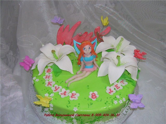 Torta tündérekkel Winx és mások rajzfilm alapján