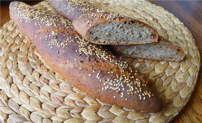 Baguettes de trigo y centeno con masa madre