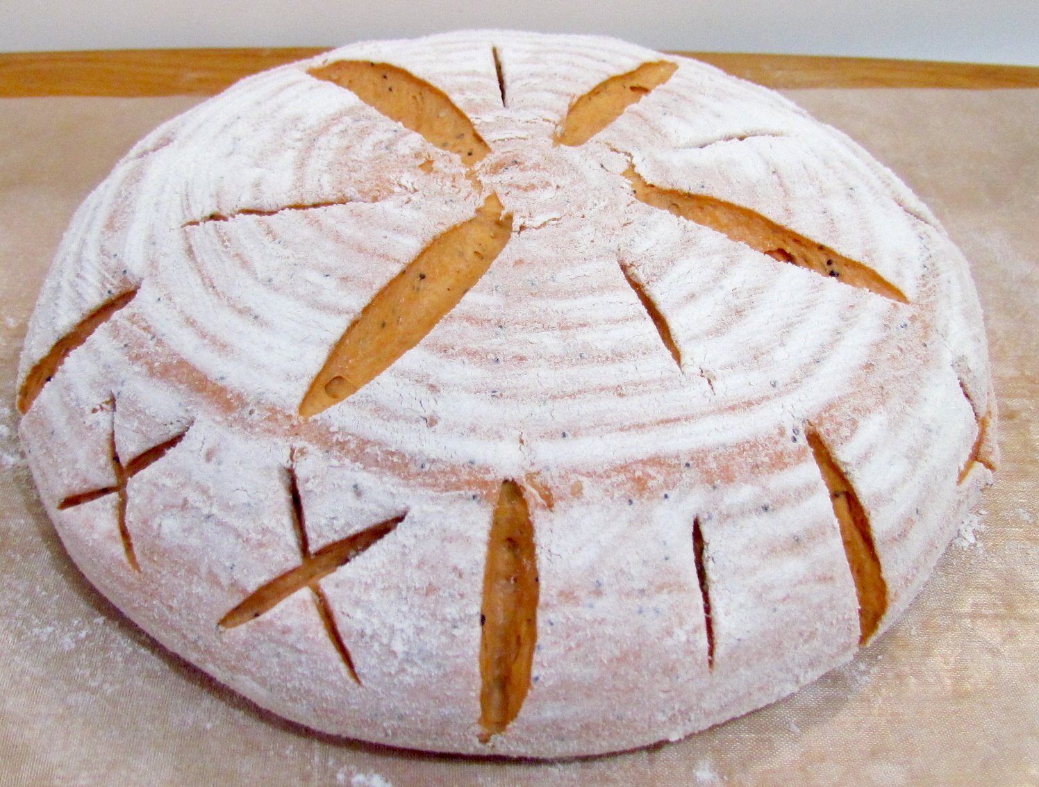 Sourdough pumpkin bread in the oven