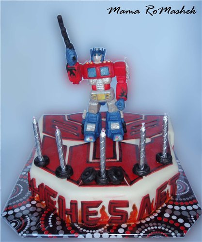 Cakes based on cartoons Transformers, Lego and other superheroes