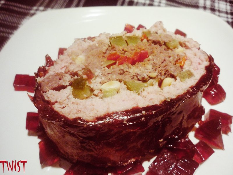 Galantine in red wine jelly